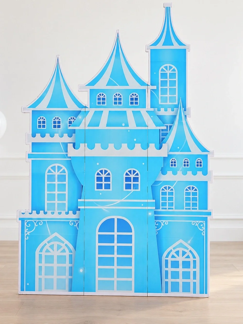 EARTHSON 5.2 Ft Blue Ice Princess Cardboard Castle Party Backdrop New
